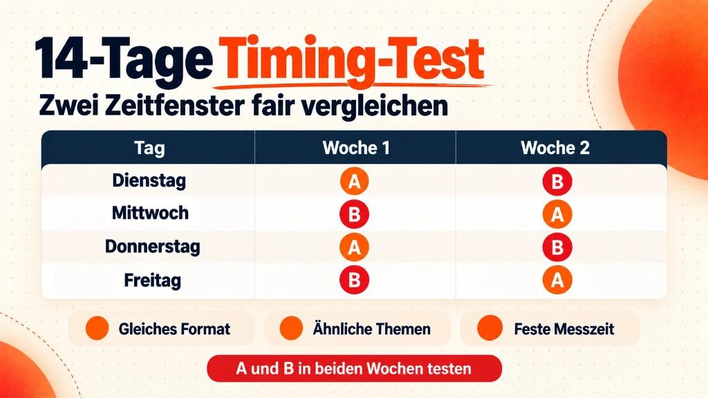 Crossover-Tabelle: Zeitfenster A und B über zwei Wochen an wechselnden Tagen testen