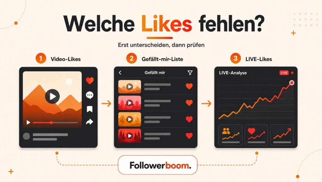 Übersicht zur Unterscheidung von Video-Likes, Gefällt-mir-Liste und LIVE-Likes bei TikTok