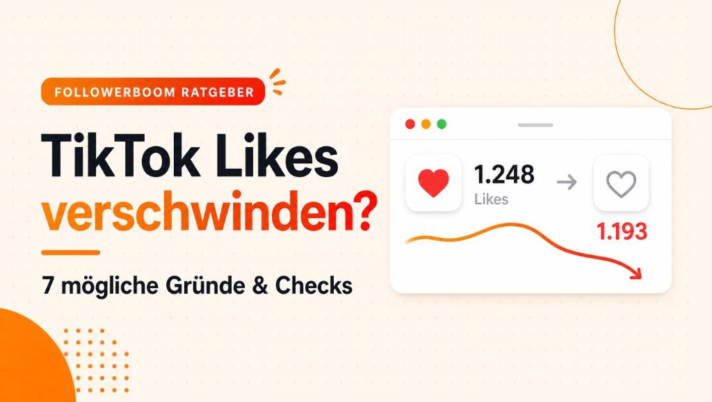 TikTok-Ratgeber zu verschwundenen Likes mit beispielhaft sinkender Like-Zahl