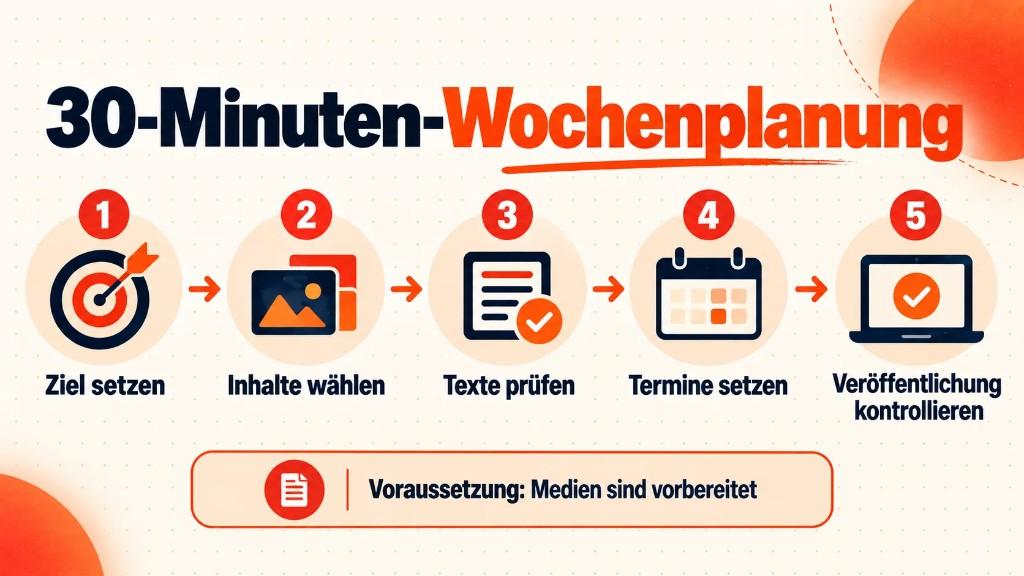 Wochenworkflow von der Themenplanung bis zur Kontrolle geplanter Instagram-Beiträge
