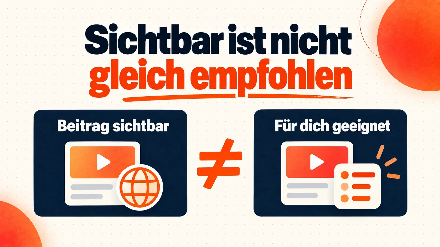 Öffentliche Sichtbarkeit und Eignung für den Für-dich-Feed sind unterschiedliche Prüfungen