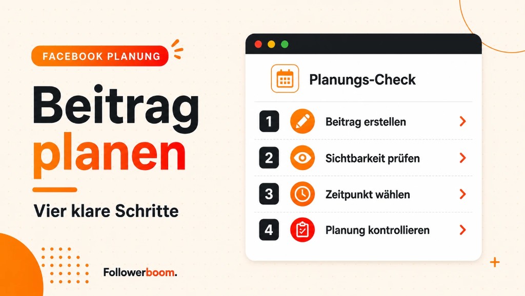 Vier Schritte vom Erstellen bis zur Kontrolle eines geplanten Facebook-Beitrags