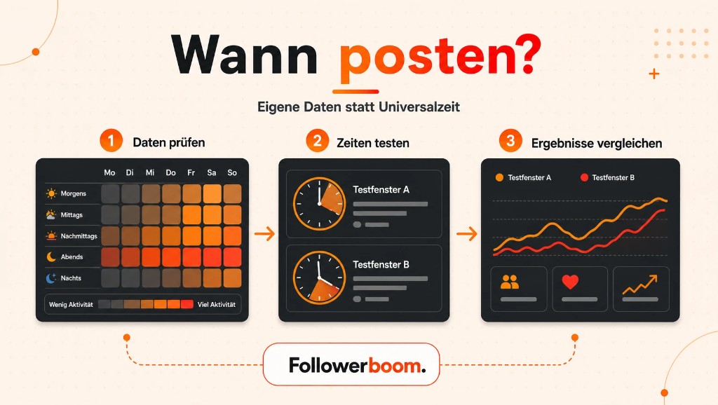 Followerboom-Grafik zum Testen und Vergleichen der besten Facebook-Posting-Zeit